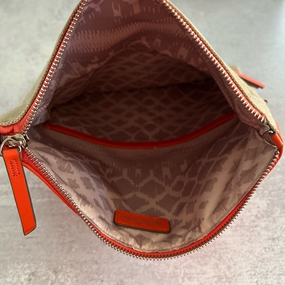 Stella & Dot Waverly Petite Convertible Crossbody Bag Natural Linen/Fresh Orange - Picture 12 of 16